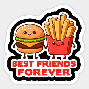 Hamburger and French Fries Best Friends Forever Sticker